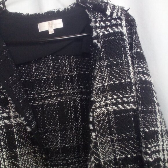 Vanessa Williams Blazer Jacket L Women Fringe Trim Metal Ring Accent Open Front - Picture 10 of 16